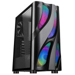 Ant Esports ICE-320TG Mid Tower Computer Case I Gaming Cabinet Supports ATX, Micro-ATX, Motherboard with Transparent Side Panel 3 x 120mm ARGB Front F