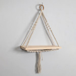 Beige Triangle Macrame Wall Hanging Shelf