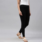 Women Black Solid Ankle Length Leggings