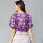 Trendy Purple and White Solid Wrapped Top