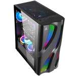 Ant Esports ICE-320TG Mid Tower Computer Case I Gaming Cabinet Supports ATX, Micro-ATX, Motherboard with Transparent Side Panel 3 x 120mm ARGB Front F