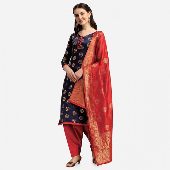 https://easyeleganz.com/products/navy-blue-red-woven-design-banarasi-unstitched-dress-material