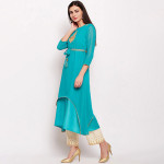 Women Teal Embroidered Kurta