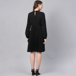 Black Accordion Pleats Empire Dress