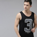 Men Black & Grey Printed Gym Vest