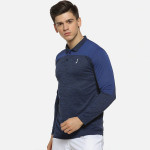 Men Blue Colourblocked Polo Collar Sports T-shirt