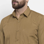 Men Khaki Slim Fit Solid Formal Shirt