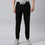 Men Black Solid Organic Cotton Track Pants