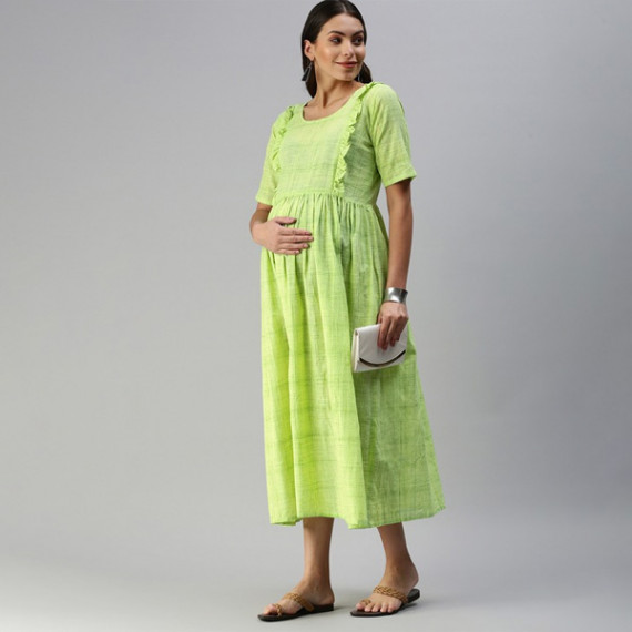 https://easyeleganz.com/products/lime-green-woven-design-handloom-maternity-a-line-midi-dress