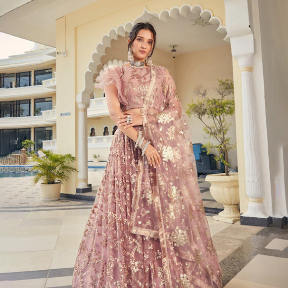 https://easyeleganz.com/products/peach-coloured-gold-toned-embellished-sequinned-semi-stitched-lehenga-unstitched-blouse-with