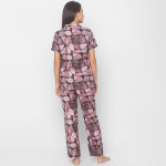 Women Black Abstract Printed Nightwear